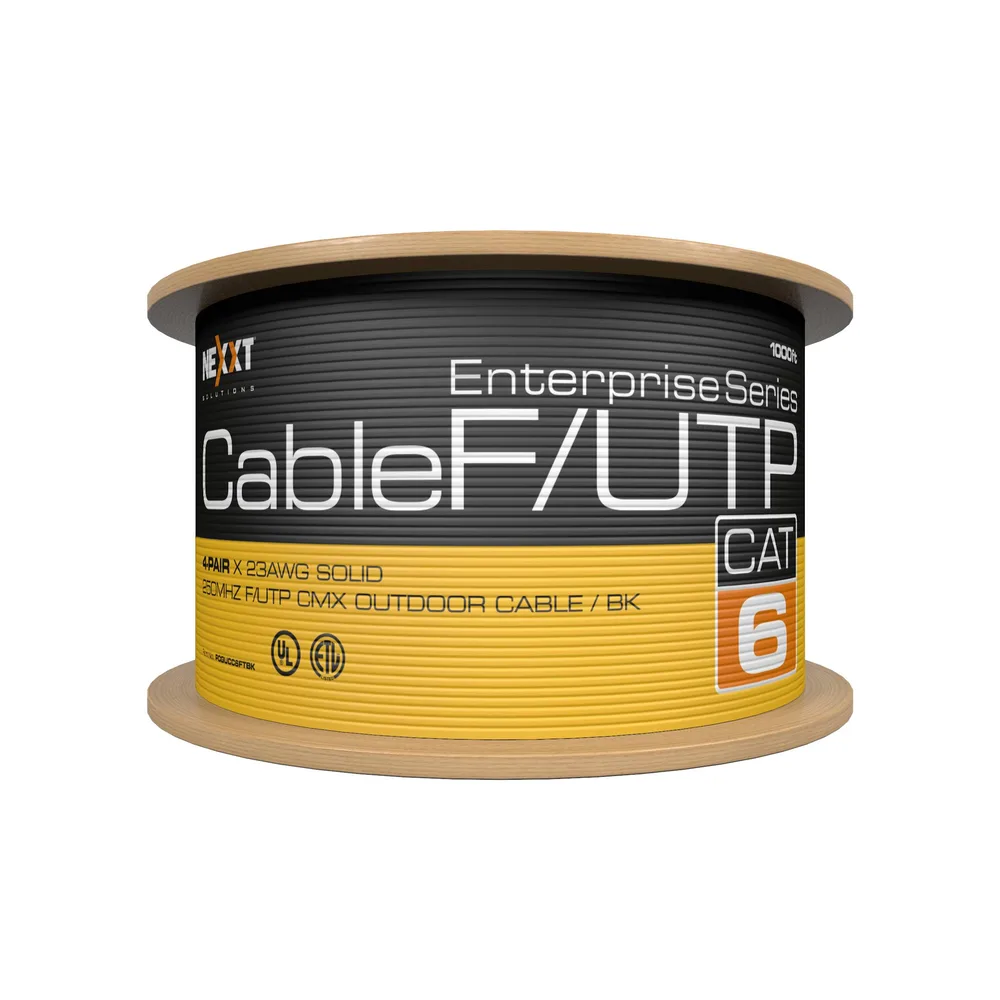 Bobina de Cable Cat.6 F/UTP - revestimiento tipo CMX Externo, 305M, Negro Enterprise 100 Cobre 23 AWG NEXXT AB356NXT07