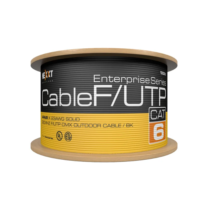 Bobina de Cable Cat.6 F/UTP - revestimiento tipo CMX Externo, 305M, Negro Enterprise 100 Cobre 23 AWG NEXXT AB356NXT07