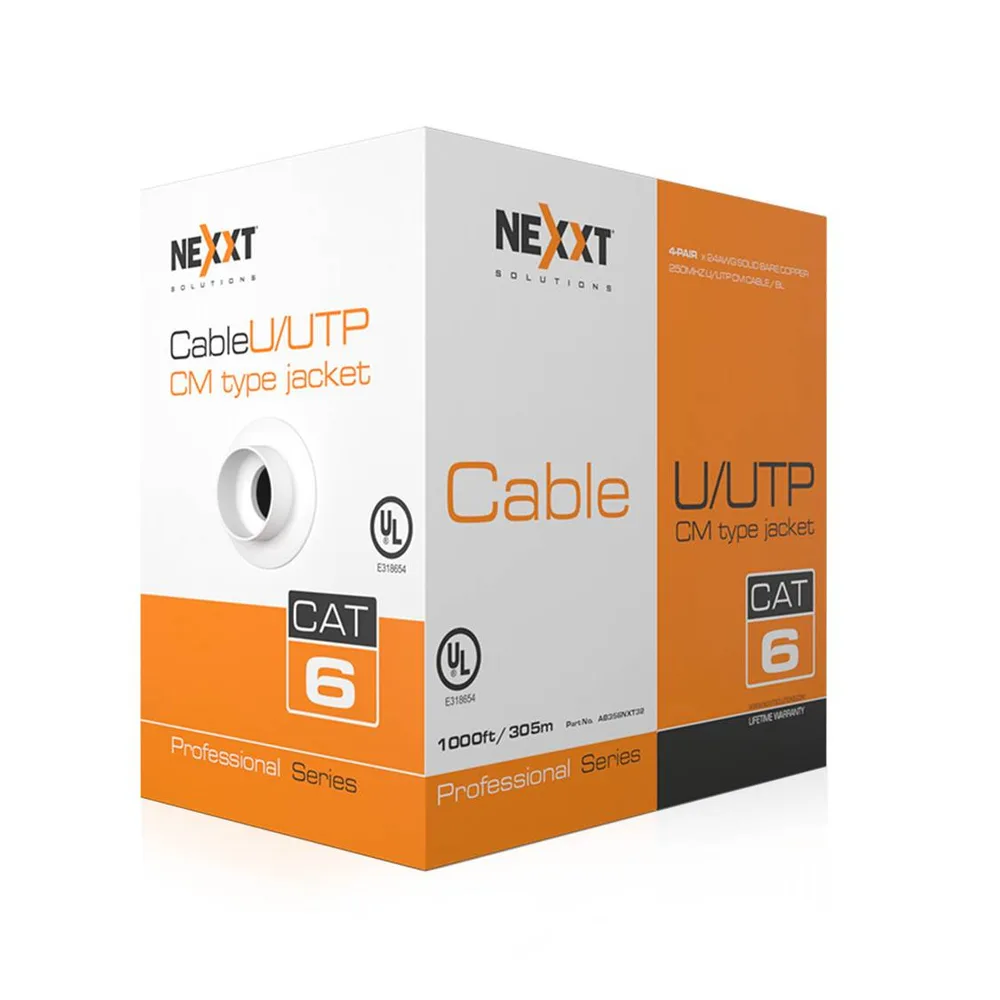 Bobina de Cable Cat.6 UTP - revestimiento tipo CM, 305M, Azul Professional 100 Cobre 24AWG NEXXT AB356NXT32