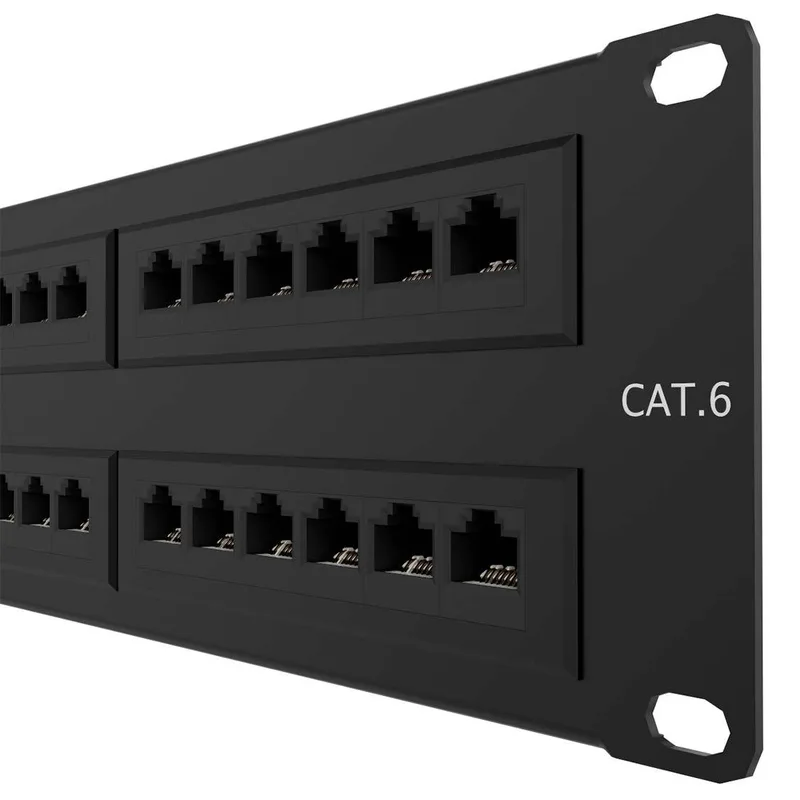 Patch panel para rack Cat.6 Pre-configurado - 48 puertos, sin blindaje, tipo 110 NEXXT Negro AW191NXT11