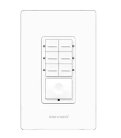 Botonera de 7 Escenas Inteligente Orvibo T10S7ZW-1UO - Color blanco, Inalámbrico y alámbrico, Wi-Fi, 2400 MHz, 120 - 270