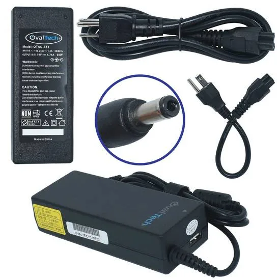 Cargador / Adaptador para Laptop OVALTECH OTAC-E51 de 90W 19V-4.74A (5.5*2.5) 19V/4.74AH + USB
