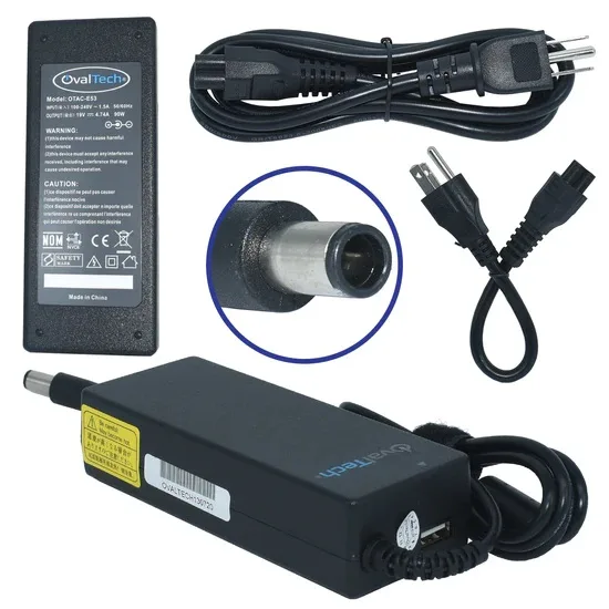 Cargador / Adaptador para Laptop OTAC-E53 OVALTECH de 90W 19V-4.74A (7.4*5.0) 19V/4.74AH puerto USB para CQ42