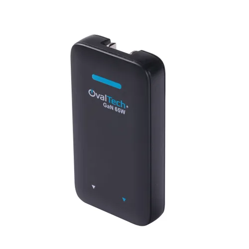 OV-S65W Adaptador de Corriente GaN 65W con puertos PD 3.0 QC 4.0 Sin Cables (USB C + USB A) marca Ovaltech
