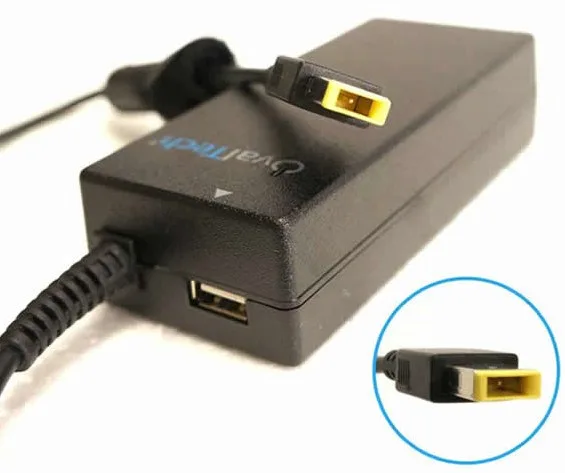 Adaptador OTAC-E77 para Computadora Portátil 20V/4.5AH Cuadrada + USB Marca OvalTech 20V/4.62AH C/Blister + USB 90W