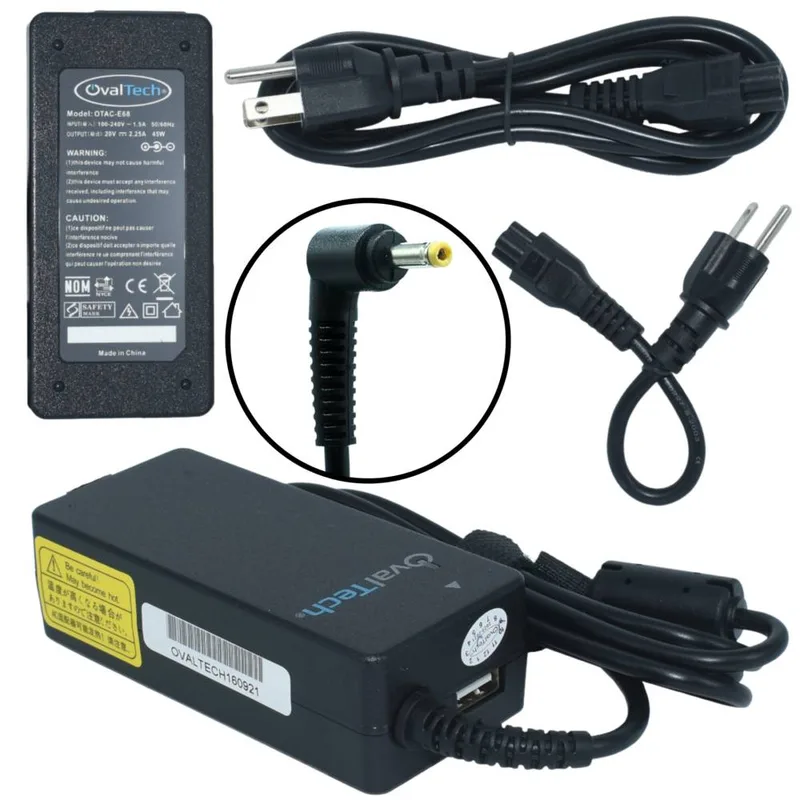 Cargador / Adaptador para Laptop OVALTECH OTAC-E68 de 45W 20V 2.25A (4.0*1.7) para Lenovo 45W
