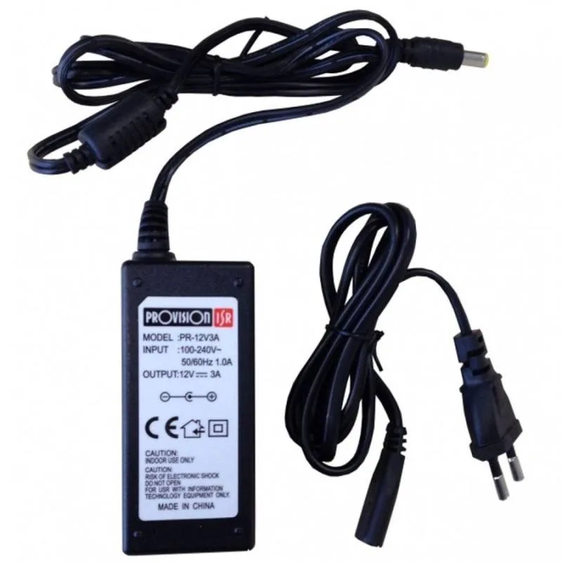 Fuente de poder individual - 12V/3A PROVISION-ISR Negro PR-12V3A