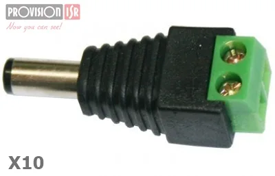 Adaptador de energía para cámaras DC Macho - Paquete de 10 piezas PROVISION-ISR Negro PR-C08X10