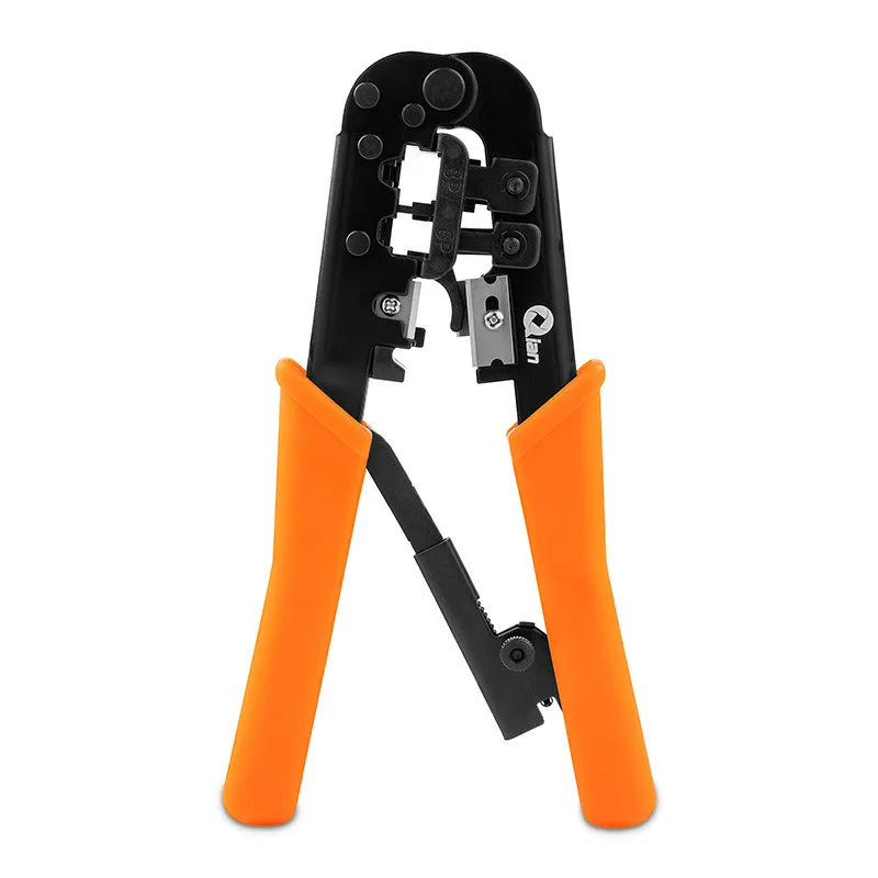 Qian Pinza Ponchadora 3 en 1 para Cable Utp CAT3 - CAT5, CAT5E, CAT6 Conectores RJ11 Y RJ45, Pelado, Corte, Prensado Mod. QYZ-042CT Acero