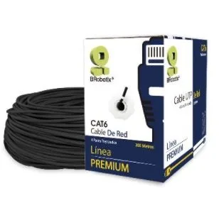Bobina UTP - Exterior, Doble Forro, BROBOTIX 171100, 305 m, Negro, Exterior, Cat6, CCA