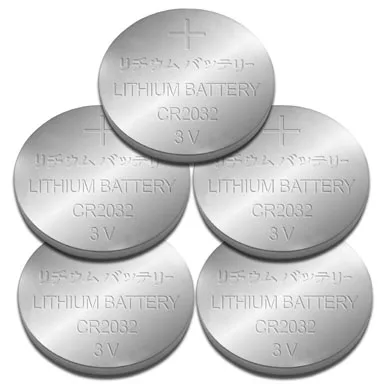 Batería CMOS CR2032 - Pack de 5 pzs, Litio, 3 V. Larga duración, 350323 BROBOTIX 210 mAh