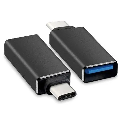 Adaptador USB V3.0 Tipo C Macho a USB Tipo A Hembra (651480) - Brobotix Negro