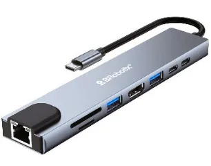 Docking Station USB C - 8 EN 1, HDMI/RJ45 GIGABIT/USB A/USB C/SD/MICRO SD. BROBOTIX 60007000 10,100,1000 Mbit/s