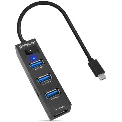 Docking 4 EN 1: USB V3.0 Tipo C a 4 Puertos USB V3.0 - con Switch 6001189 BROBOTIX Negro