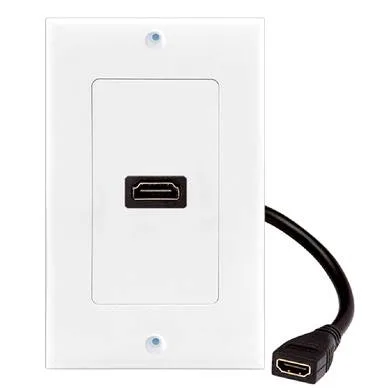 Tapa - Faceplate de 1 Panel con Jack Hdmi C/cable Hembra (pigtail) - Universal, Standard, Blanco, Brobotix 073307