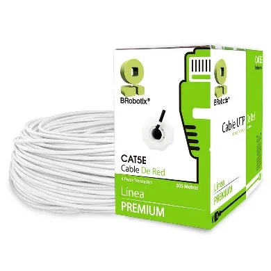 Bobina UTP - CAT5e, 305 m, Interior, Blanco, CCA, en Caja Protectora, c/Tubo Despachador, Metreada, Ideal p/ RED / CCTV, BROBOTIX 6001684