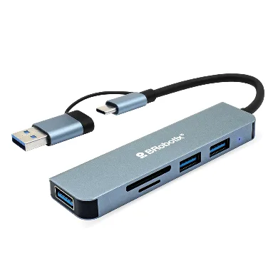 Docking Station Conector DUAL Tipo USB A C - V3.0, 5 en 1, /3 USB/SD/microSD/ BROBOTIX 6005453 5000 Mbit/s