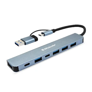 Hub Conector DUAL Tipo USB A C - V3.0, 7 en 1, /5 USB/2 TIPO C/ 6005446 BROBOTIX 5000 Mbit/s