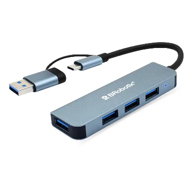 Hub Conector DUAL Tipo USB A C - V3.0, 4 en 1, /4 USB/ 6005460 BROBOTIX 5000 Mbit/s