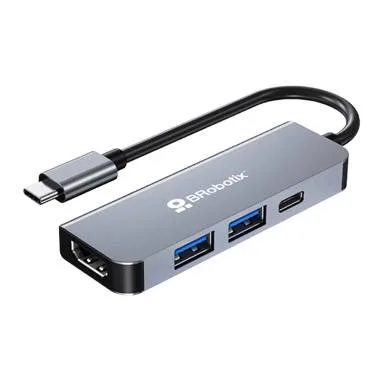 Docking Station Usb C - 4 en 1, 1 Puerto Hdmi / 2 Puertos Usb V3.0 / 1 Puerto Usb Tipo C, Brobotix, 6006221 Plata