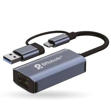 Convertidor Usb a RJ45 Dual Gigabit (conector Usb a V3.0 Y Tipo C - RJ45) Color Plata - 406511, Brobotix Gris