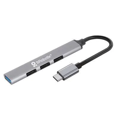 Hub Usb V3.0 4 Puertos Conexión Tipo C - Color Plata, Brobotix 6008058