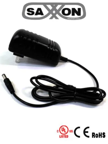 SAXXON PSU1202E - Fuente de Poder Regulada de 12 Vcc 2 Amperes/ Con Cable de 1.2 Metros/ Conector Macho/ Especial para Camaras de CCTV/ Usos Multiples
