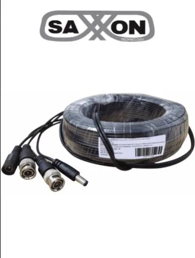 SAXXON WB0120C - Cable de 20 Metros Armado para Video y Energia/ Para Camaras Hasta 8 Megapixeles/ con Conectores BNC y de Energía/ Uso Interior/