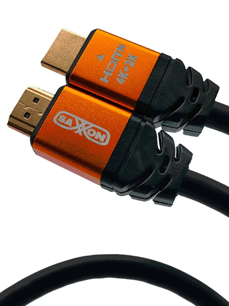 SAXXON SX015HDC - Cable HDMI de 1.5 metros de alta velocidad Resolución 4K / Canal de retorno de audio (ARC) /Blindado / Chapado en oro