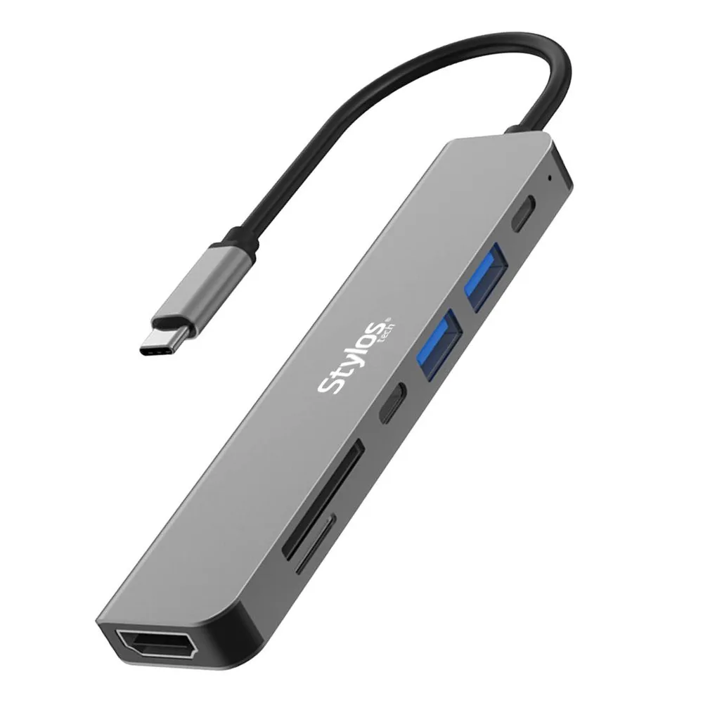 Hub 7 en 1 Stylos USB C Gris STCBHUB71G
