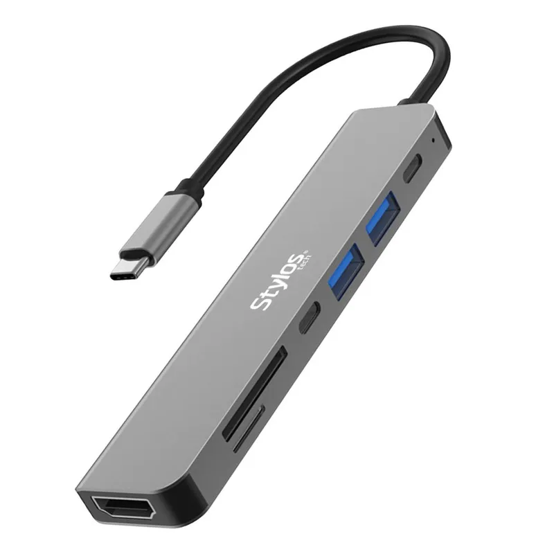 Hub 7 en 1 Stylos USB C Gris STCBHUB71G