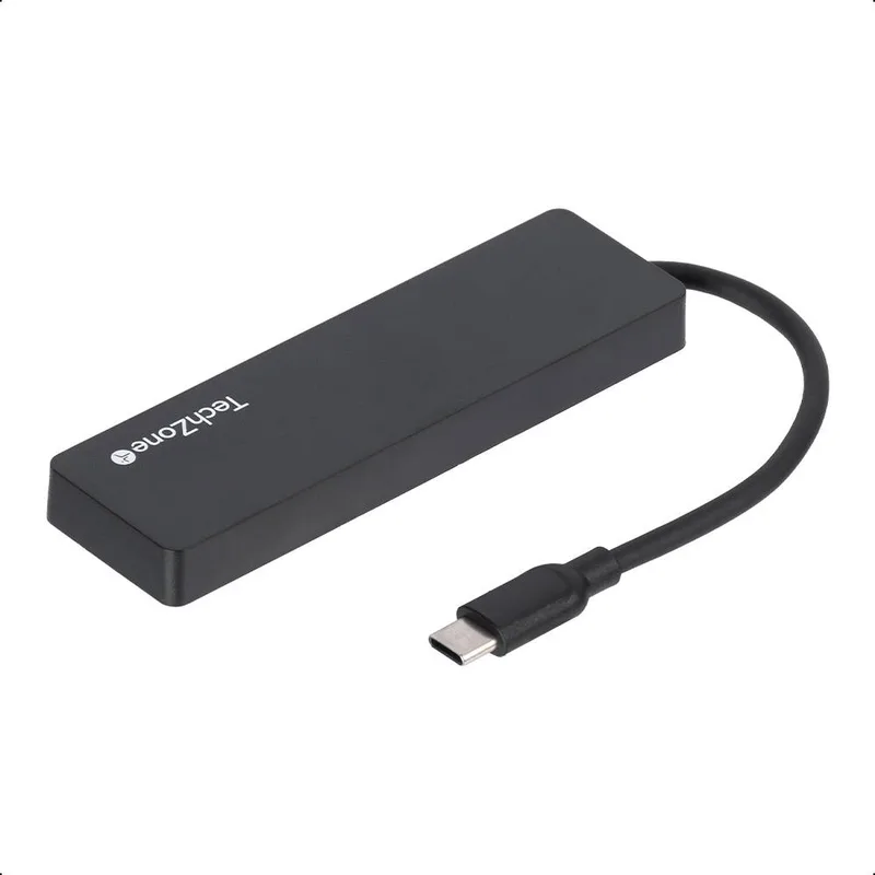 Hub TZACHB01 TechZone CONNECT HUB 3.0 4 EN 1 USB 3.0 - color negro, conexión USB tipo C 500 Mps