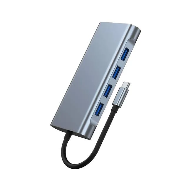 Dock Station Carga rápida para portátil 100w. C a HDMI + RJ45 + USB 3.0 + USB 2.0 + SD/TF + CARGA PD. 1 HDMI: 4K @ 30 Hz. 2: RJ45: VGA 4*USB 3.0