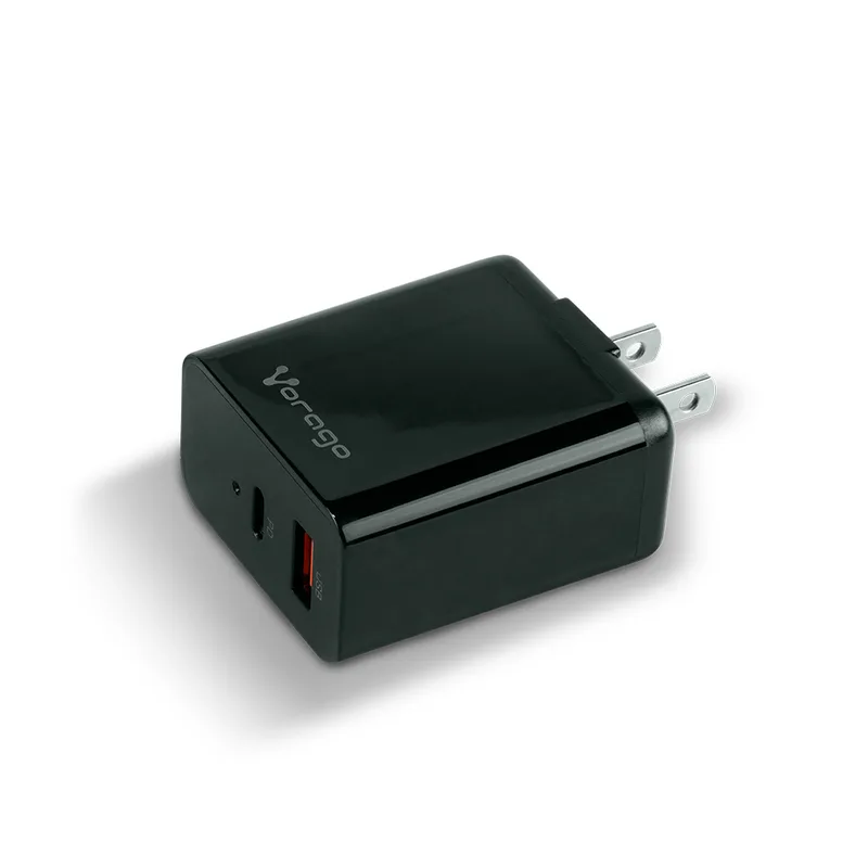Cargador para pared. Vorago AU-350-BK negro. quick charge/ cargador de pared / Negro. Quick charce 3.0A PD 20w USB A y tipo C negro