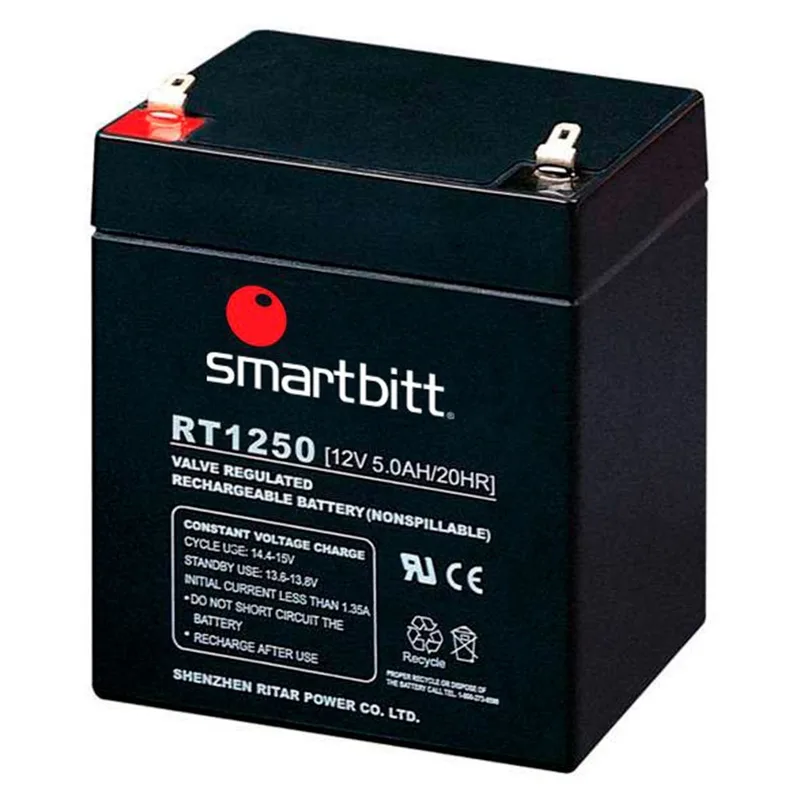 Batería de Reemplazo SMARTBITT SBBA12-5 - Negro, 12 V, 5 Año(s), 5 AH, Plomo-ácido