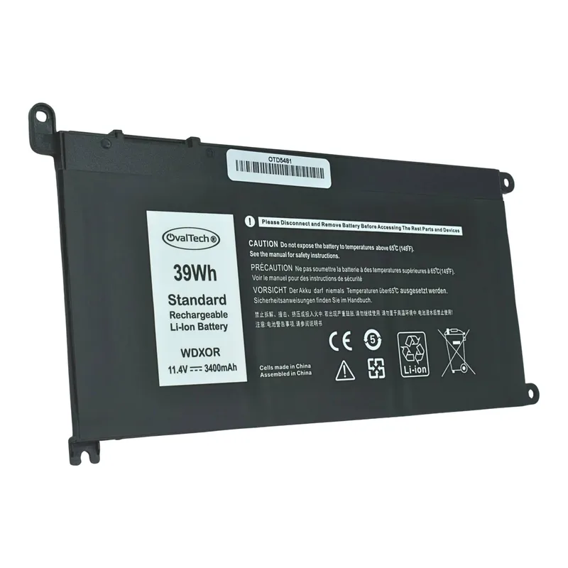 Batería OTD5481 OVALTECH Polimero - 11.4V, 39 Wh, 3400mAh, 3 Celdas para DELL INSPIRON 13 5378 5368, WDX0R 3680mAh