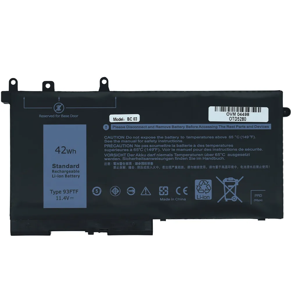 Bateria para Laptop OTD5280 OVALTECH Polimero 11.4V para Dell 5280 5290 5480 5490 5580 5590 series 3DDDG 3VC9Y 03VC9Y O3VC9Y 4YFVG 45N3J 451-BBZP