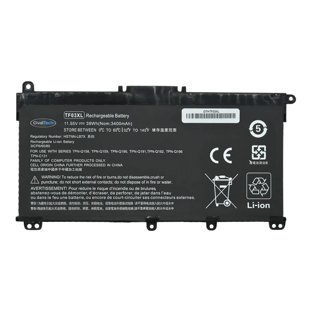 OTHTF03XL Bateria Interna 11.55V HP Pavilion -3470mAh Series 15-CD Series 17-AR Series TF03XL OVALTECH