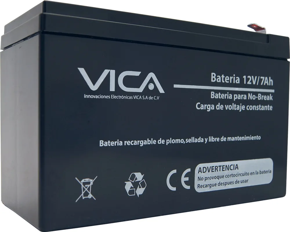 Batería de Reemplazo VICA 12V/7A - Tipo de acumulador: Plomo/Paquete sellado libre de mantenimiento - Tiempo de vida útil 5 años aprox 12 V 7 AH