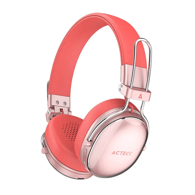 Audífonos Inalámbricos Bluetooth Luxe Chic HP710 Acteck Elite Series Duración de batería hasta 30h - Color Salmon. AC-940894 Salmón