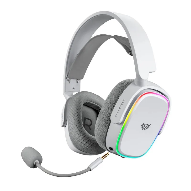 Audífonos 7.1ch Inalámbricos Aeon HS999 Balam Rush Conexión BT/ RF 2.4ghz - Micrófono desmontable, Bandas y carcazas intercambiables Blanco BR-936941
