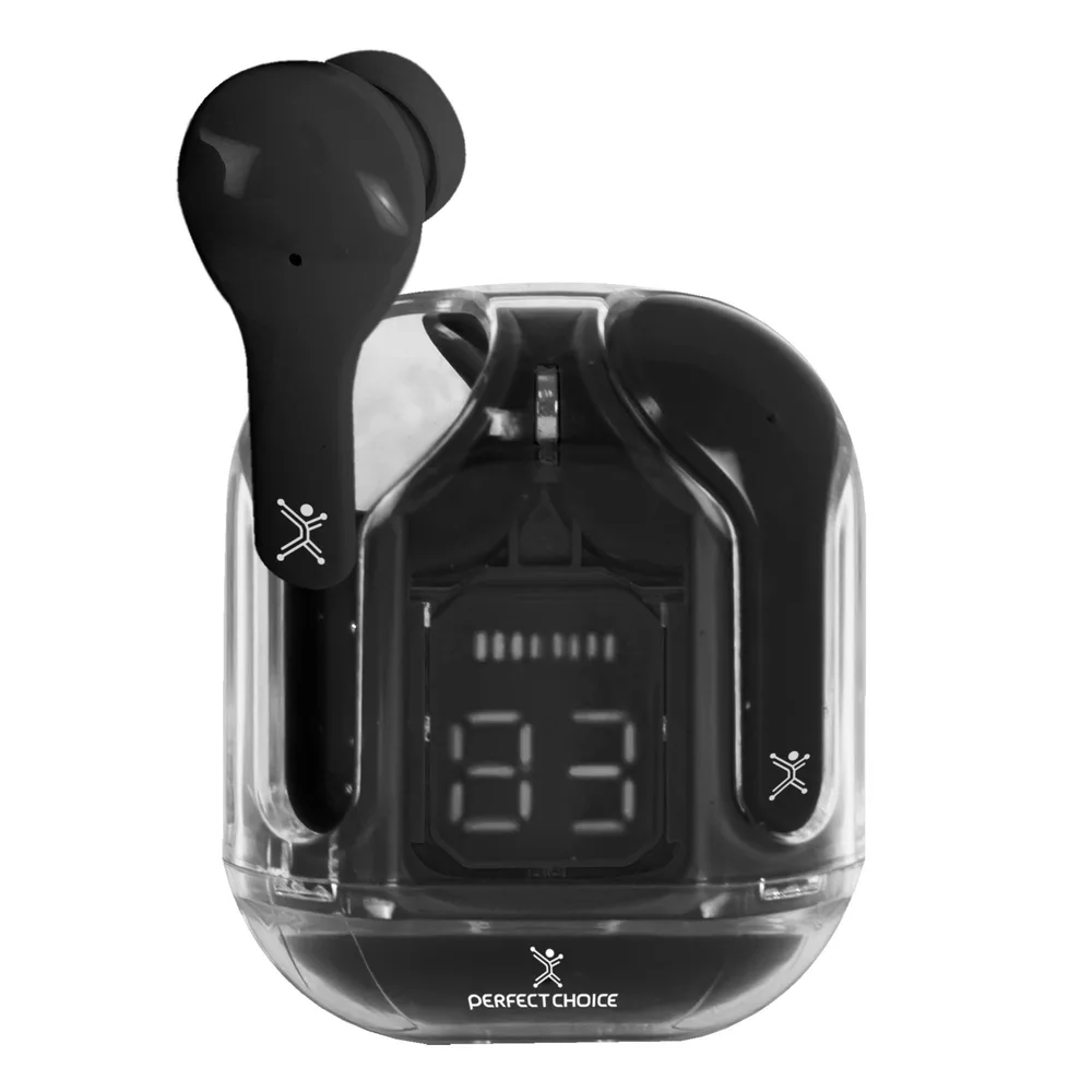 Audífonos Inalámbricos Bluetooth Transparentes ClearBeat Color Negro | PERFECT CHOICE PC-117025