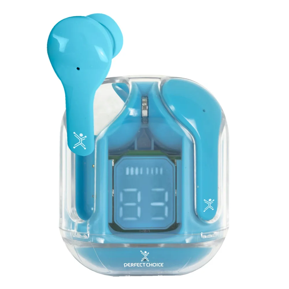 Audífonos Inalámbricos Bluetooth Transparentes ClearBeat Color Cerúleo | PERFECT CHOICE Azul PC-117032