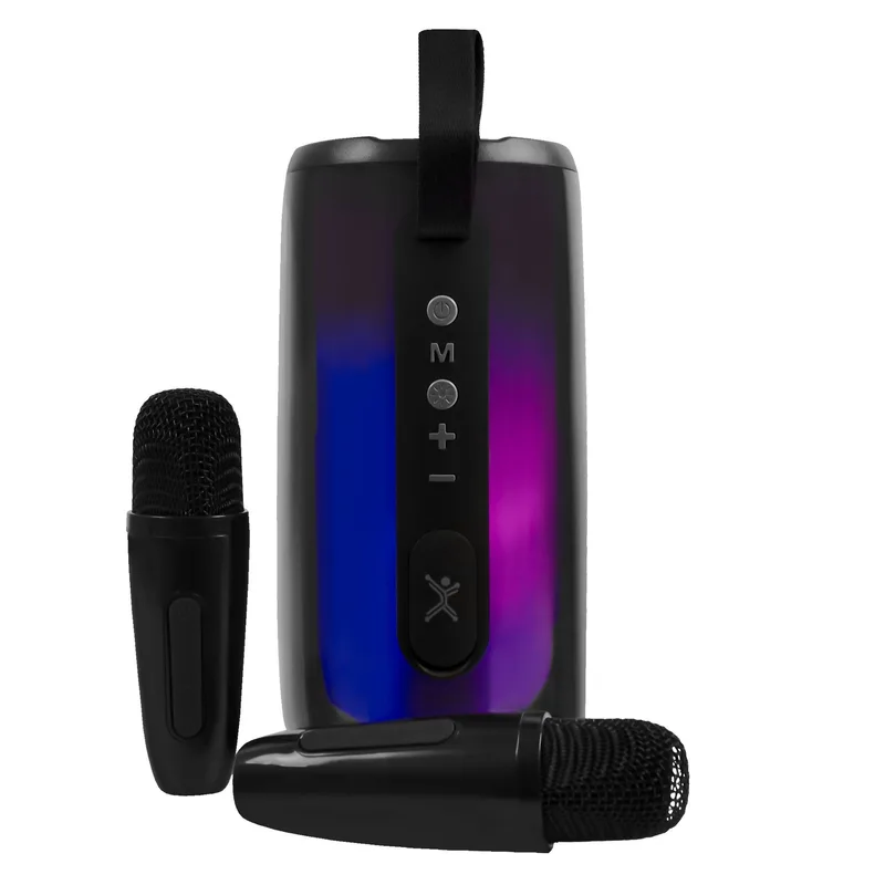 Bocina portátil transparente con micrófonos 15W Contra Agua Cosmo Color Negro | PERFECT CHOICE 10 W PC-113287