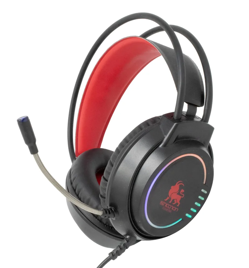 Audifonos Headset Gaming Over-ear NBHG Kimera RGB Alambrico 3.5MM Usb PC Consolas Celular Microfono Flexible Inc Adaptador Rojo NECNON NBHG-KIMERA