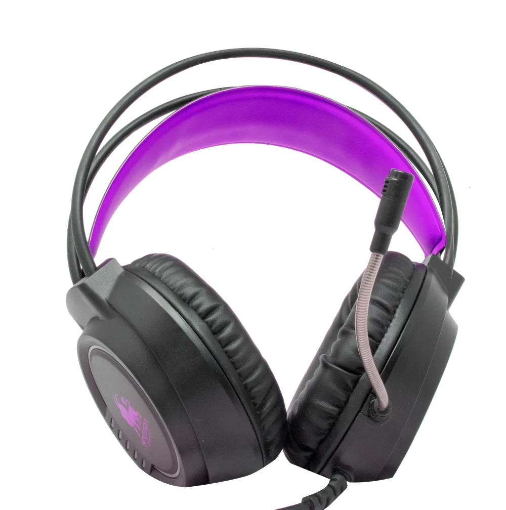 Audifonos Headset Gaming Over-ear NBHG Kimera RGB Alambrico 3.5MM Usb PC Consolas Celular Microfono Flexible Inc Adaptador Fucsia NECNON NBHG-KIMERA