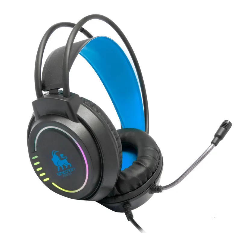Audifonos Headset Gaming Over-ear NBHG Kimera RGB Alambrico 3.5MM Usb PC Consolas Celular Microfono Flexible Inc Adaptador Azul NECNON NBHG-KIMERA