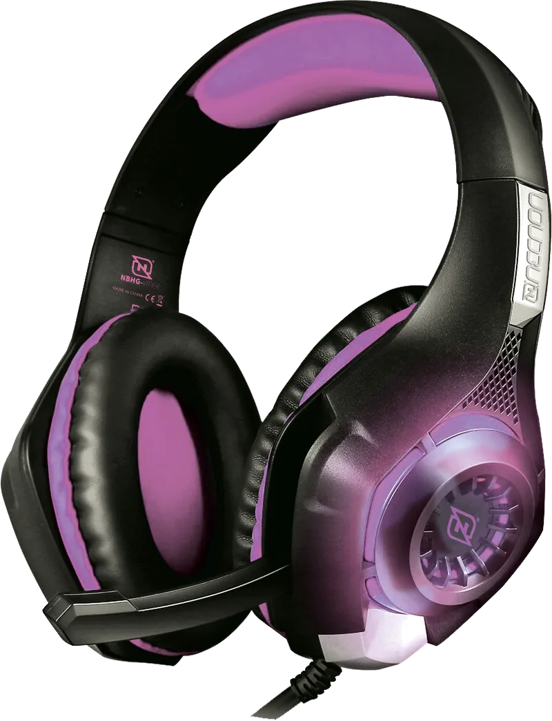 Headset Gaming Over-ear NBHG Viper Led Alambrico Diadema Flexible Microfono 3.5MM Usb PC Consolas Celular Inc Adaptador Megabass Fucsia NECNON