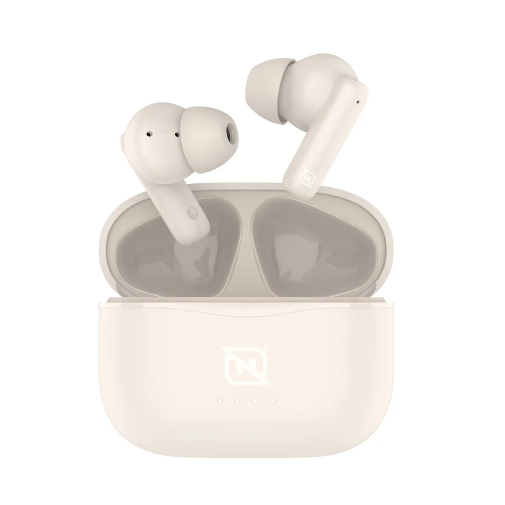 Audifonos In-ear NTWS-103 Bluetooth 5.3 TWS Super Bass Manos Libres Hasta 5 HRS de Duración - 4 Indicadores de Carga en Dock, Beige NECNON NBAB1314IB