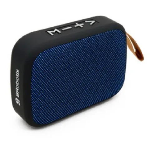 Bocina Bluetooth - Inalambrica, Recargable, Stereo C/radio FM, Lector Usb Y Micro Usb, Portatil, Antideslizante, Negro/azul, C/correa, Brobotix